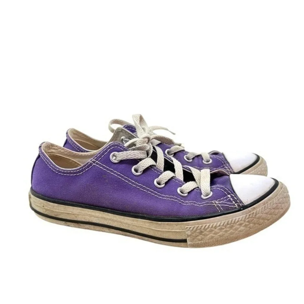 Converse All Star Purple Canvas Low Top lace up canvas Sneakers 337837f Youth 2